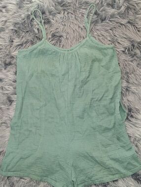 Women’s Sage Green Sleeveless Cotton Adjustable Romper